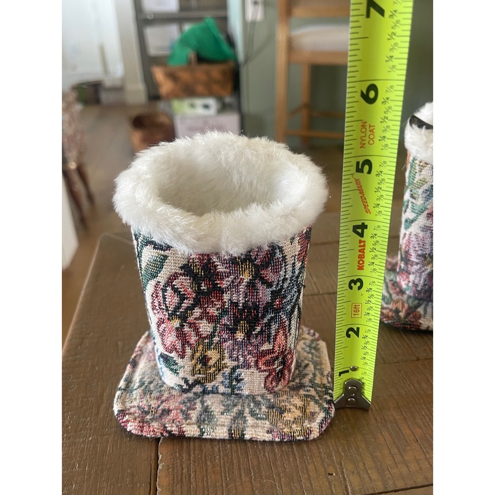 Floral Tapestry Eyeglass Holder Stand Faux Fur Lined Padded Glasses Case Vintage - Picture 6 of 8